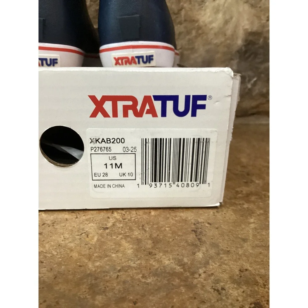 XTRATUF Youth Ankle Deck Boot Navy Red Waterproof Rubber Rain Boots Size 11 New